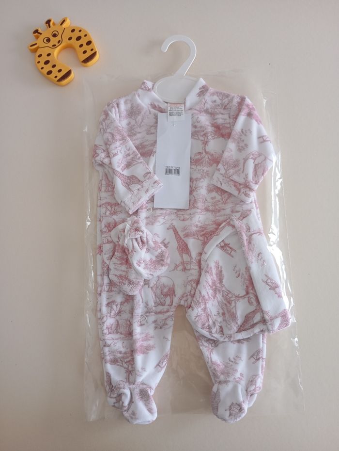 Ensemble bébé naissance pyjama savane rose - photo numéro 2
