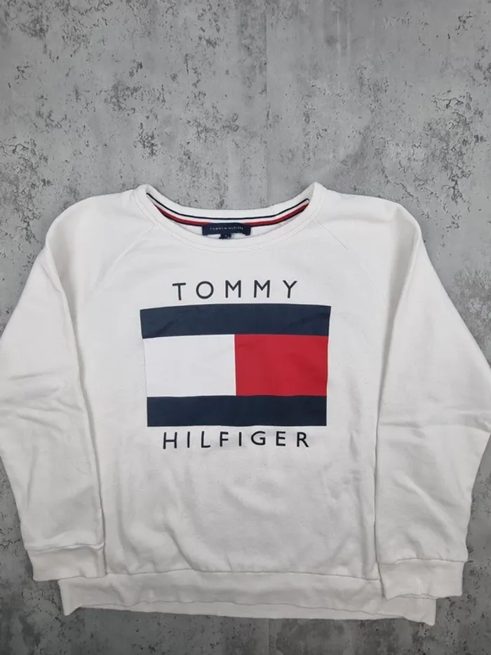 Sweat Tommy Hilfiger blanc – Taille XL Femmes (mesures en photos) - photo numéro 3