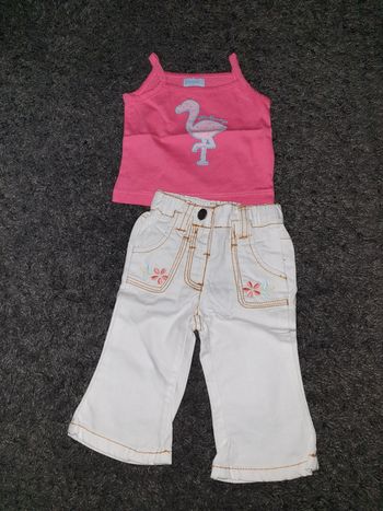 Jean blanc + débardeur 3 mois Tex