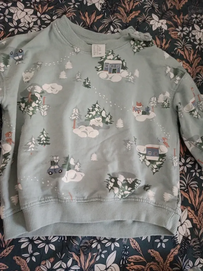 Ensemble pull et pantalon turquoise hiver H&M 86cm - photo numéro 4