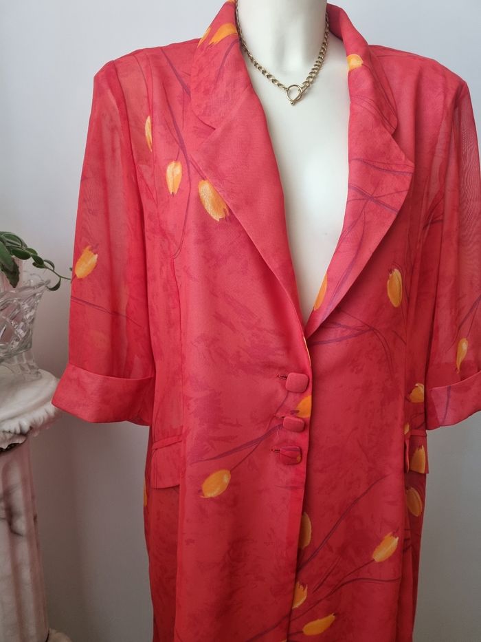 Kimono rouge fluide transparent vintage - photo numéro 2