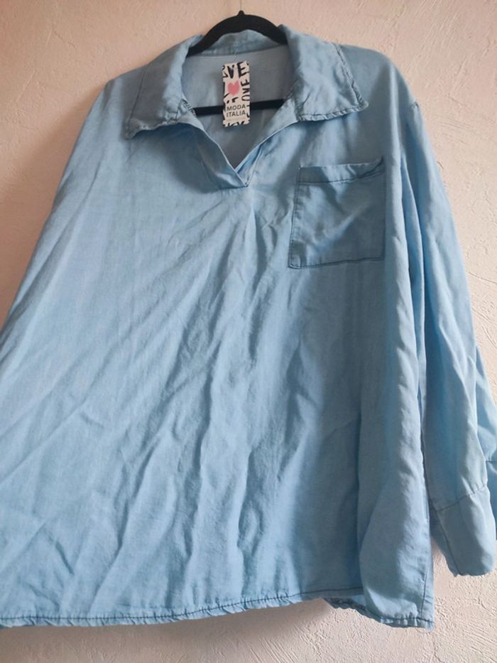 Chemise jeans légère bleu ciel – taille Unique - photo numéro 4