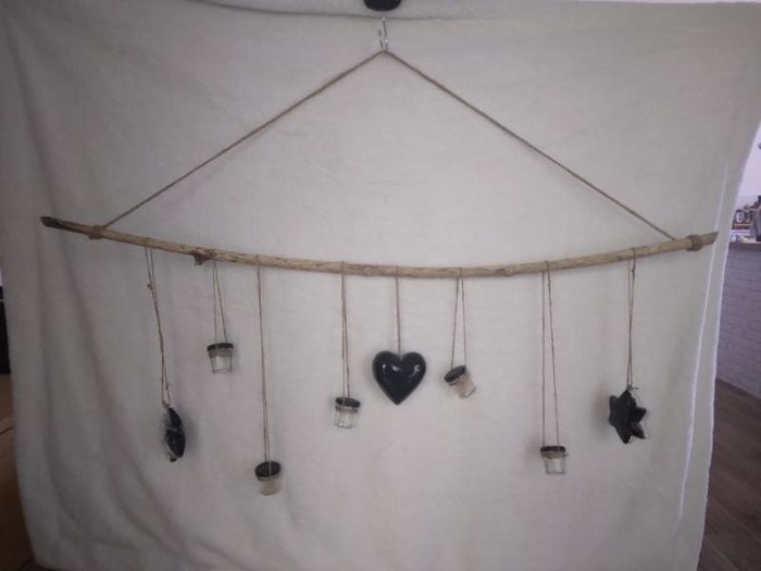 Applique murale en noir et bois