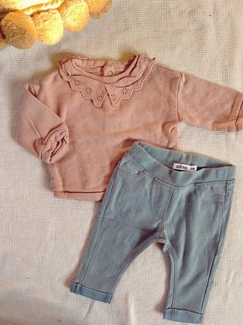 Ensemble jegging jean et sweat rose kiabi
