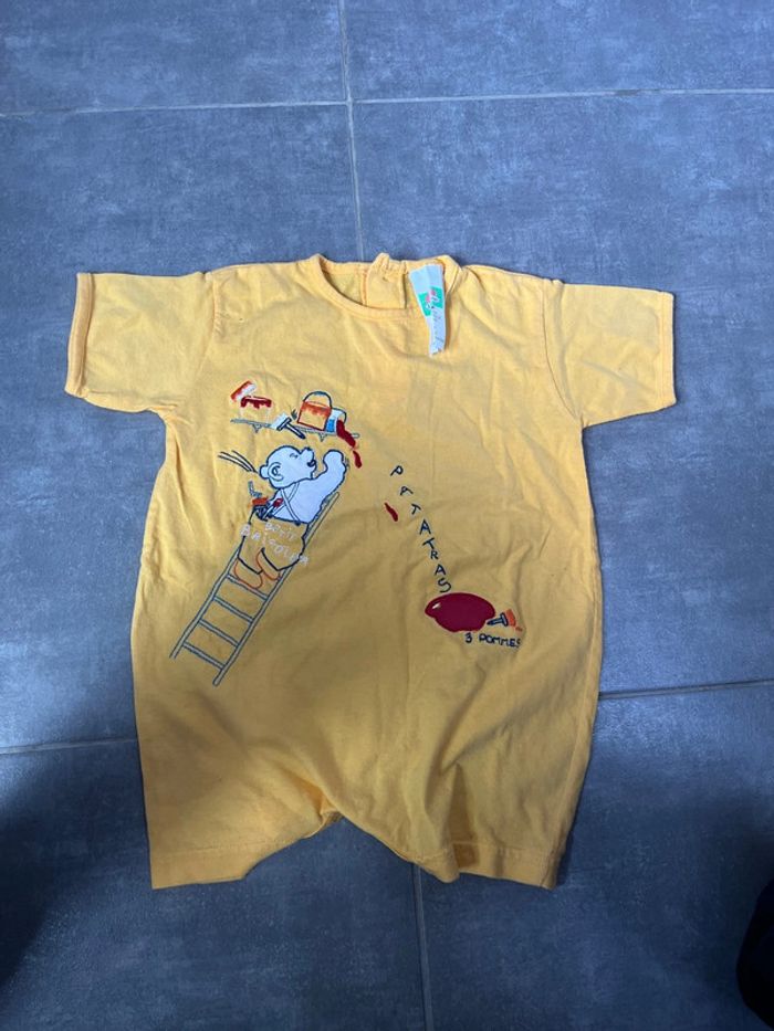 T-shirt body jaune ourson 6 mois 3 Pommes