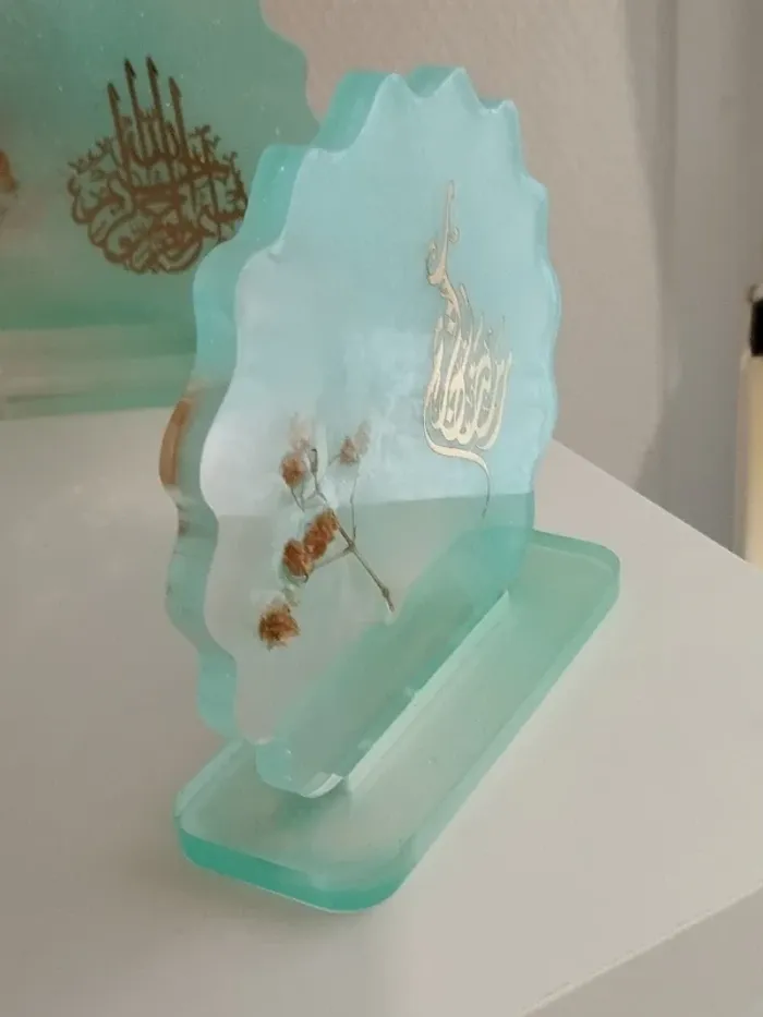 idée cadeau ornement bureau coiffeuse couvre tasse en résine et plantes naturelles abr006 - photo numéro 10