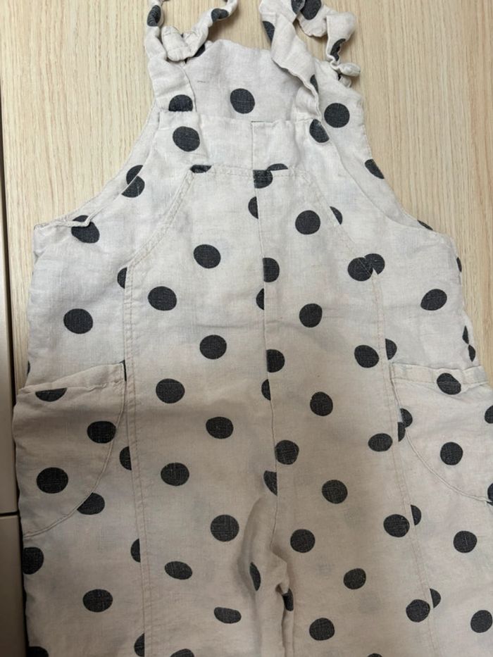 Salopette en lin à pois noir Zara taille 4-5 ans - photo numéro 5
