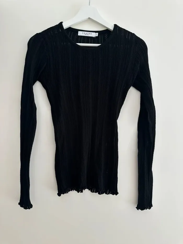 Pull noir en maille, manches longues , Costes Taille S - photo numéro 2