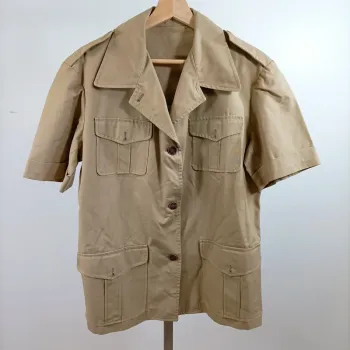 Veste saharienne beige vintage Tropical Paris manches courtes multi-poches Taille 44 A1518