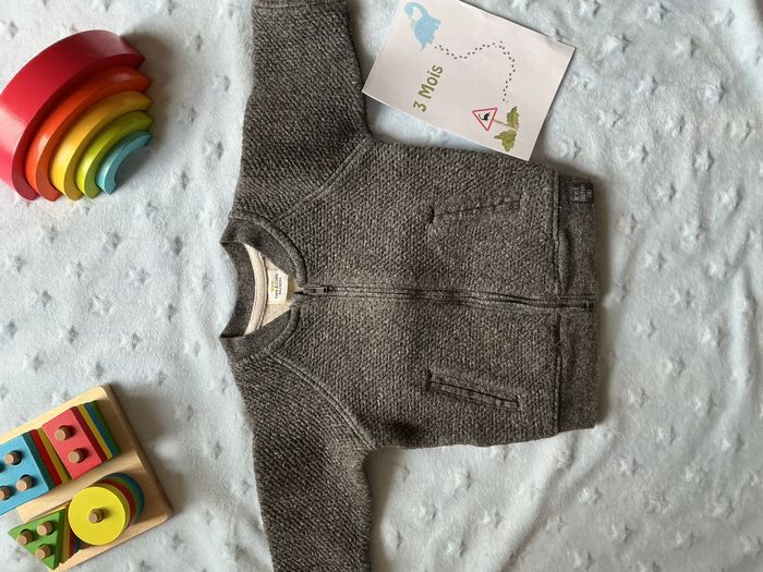 gilet zippé gris très chaud 3 mois tape à l'oeil - photo numéro 2