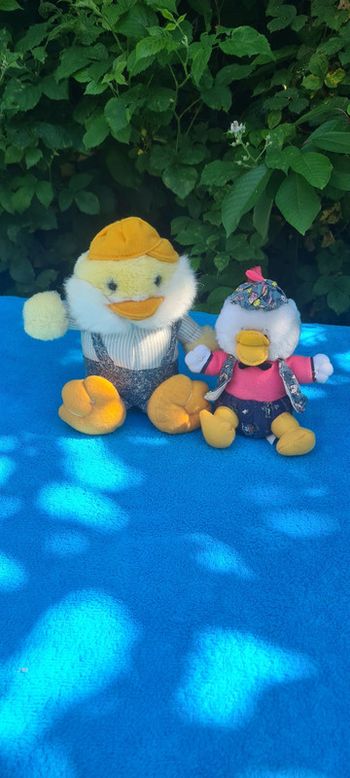 lot de 2 peluches doudous canard vintage Pâques