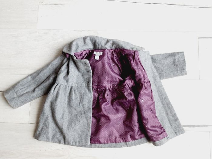 Vêtement bébé fille manteau veste trench gris Obaïbi 12 mois 1 an - photo numéro 3