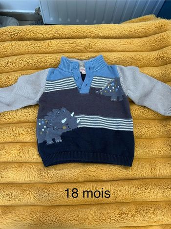 Pull gris et bleu
