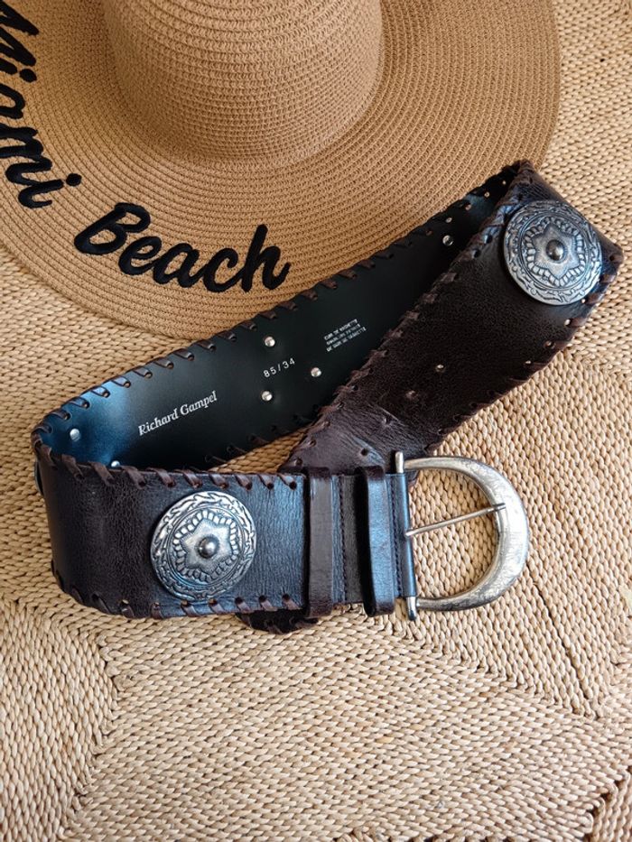 Richard Gampel | ceinture large cuir marron | t. 85