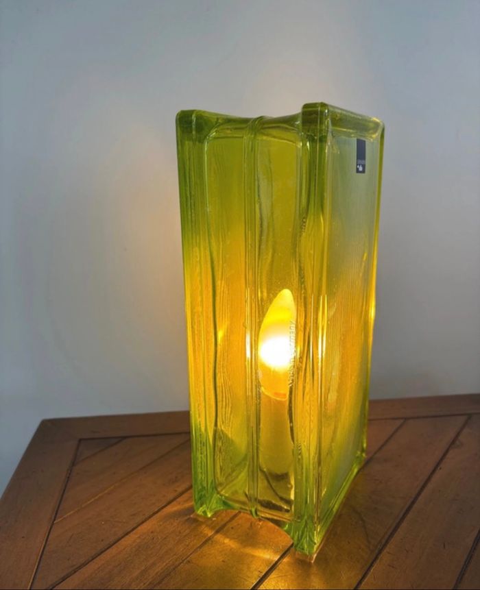 Lampe brique de verre Léonardo vintage 70 - bon état - photo numéro 5
