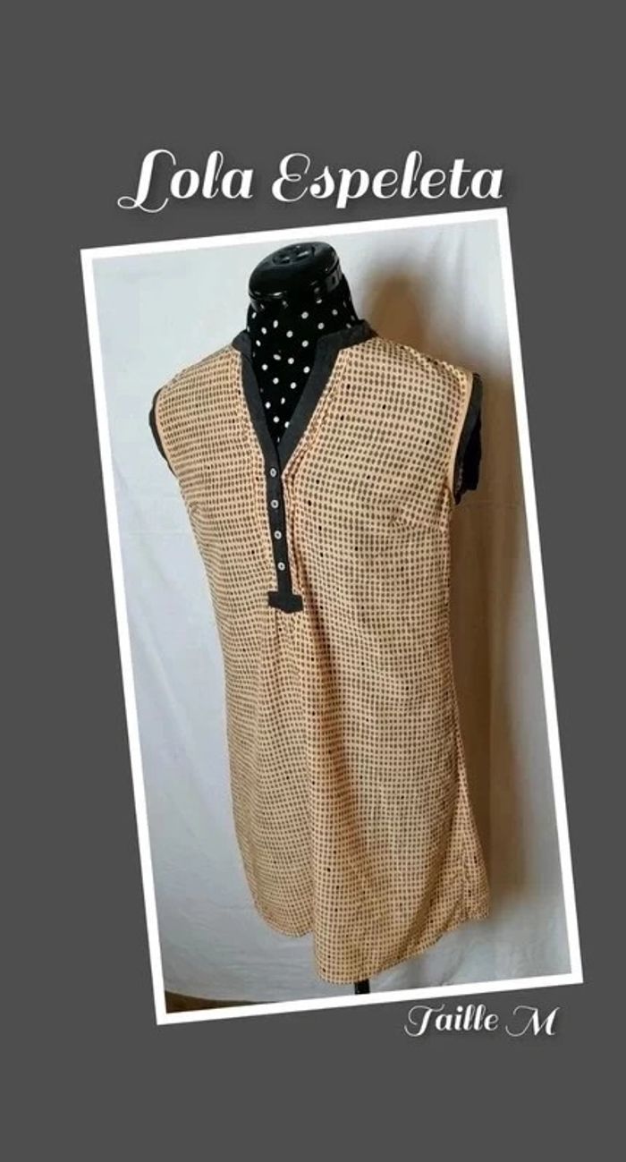 Robe à pois courte orange gris Lola Espeleta