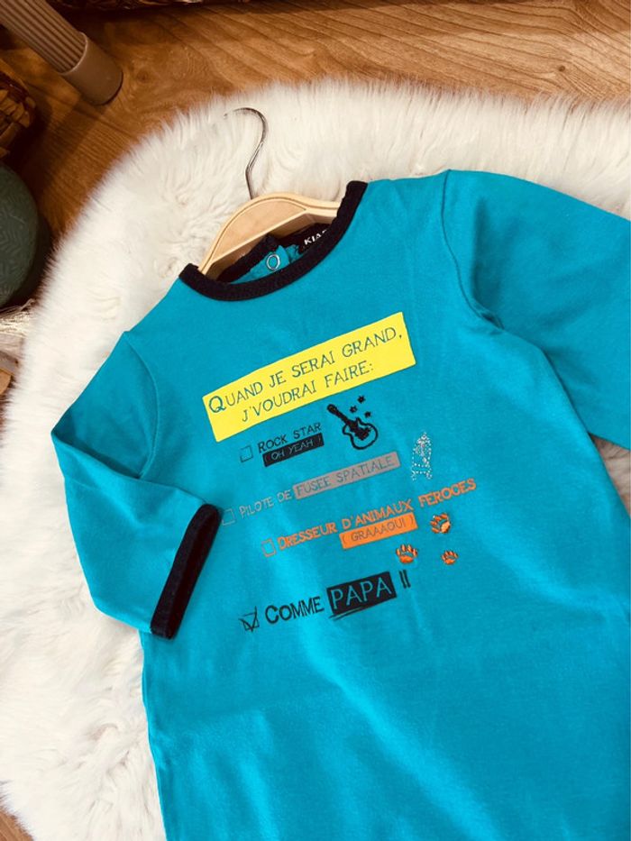 Taille 6 mois pyjama fin garçon Kiabi bleu turquoise * guitare * 💙 - photo numéro 2
