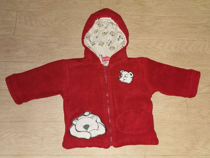 Gilet capuche ours rouge 6 mois