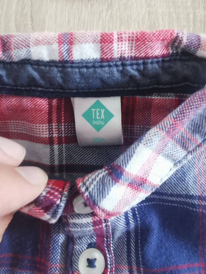 Chemise à carreaux manches longues 36mois tex neuve sans étiquette - photo numéro 3
