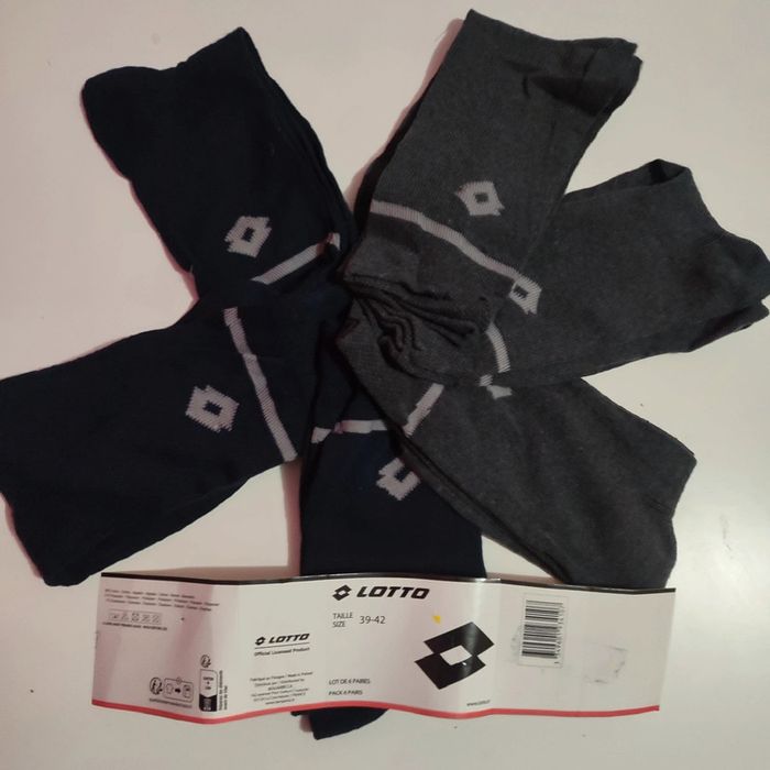 Lot de 6 paires de chaussettes grises et noires pour homme de pointure 39-42, Lotto