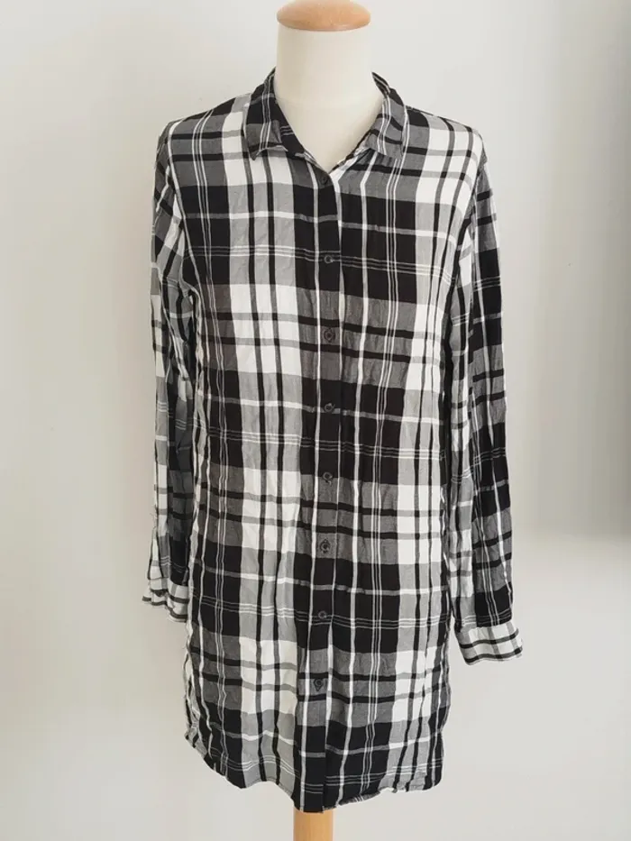Chemise manches longues à carreaux noir et blanc Tissaia taille XS