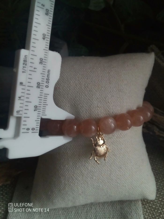 Bracelet scarabée pierres de lune orangées - photo numéro 3
