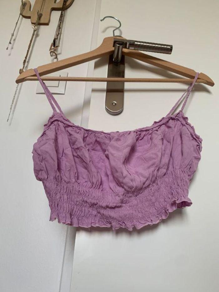 Brassière Crop top smockée lila Shein T.S TBE