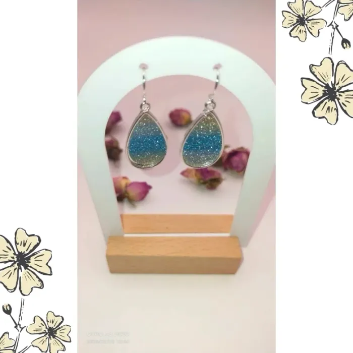 Boucles d' oreilles bleues - photo numéro 8