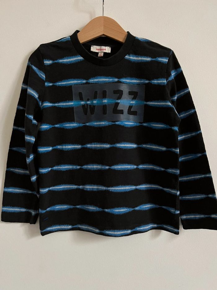 Teeshirt ML noir et rayures bleues, WIZZ - 4 Ans - photo numéro 2