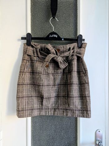 Jupe etam en laine à carreaux écolière marron gris violet taille 38