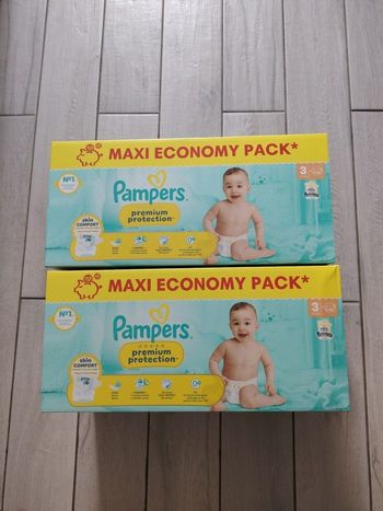 2 cartons Taille 3  Pampers Premium Protection Maxi Economy Pack