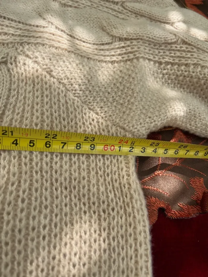 Pull torsadé beige crème  maille épaisse col rond confort 2XL - photo numéro 9
