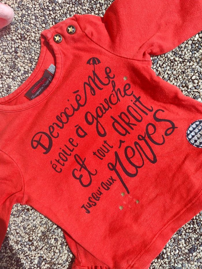 Joli haut catimini rouge fille 6 mois - photo numéro 3