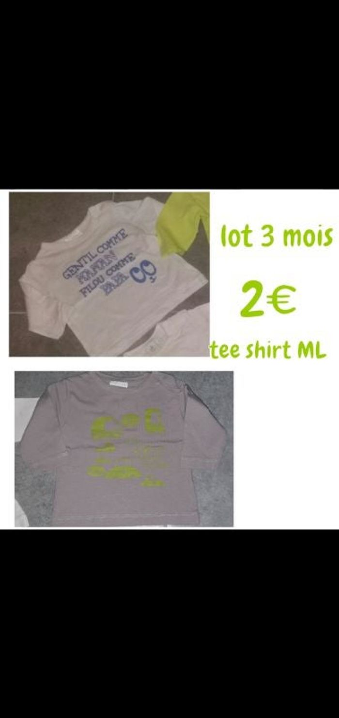 lot de 2 tee-shirts ML 3 mois