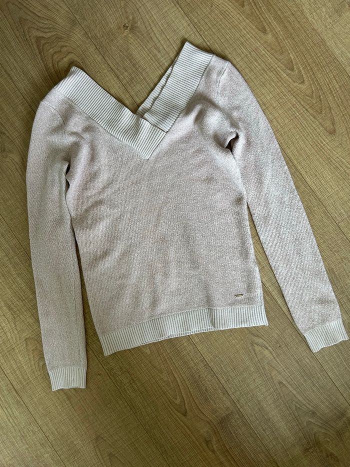 Pull rose pale pailleté à manches longues Morgan taille S TBE - photo numéro 7