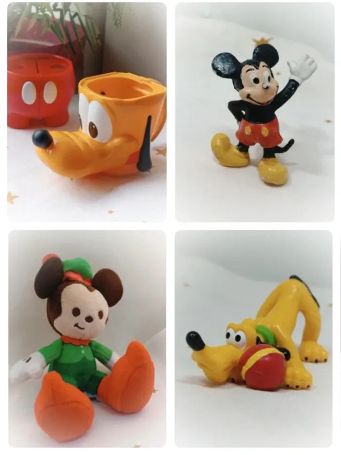 Lot Disney mickey Minnie rétro toy vintage figurine figura plutôt peluche plush tasse jumelle
