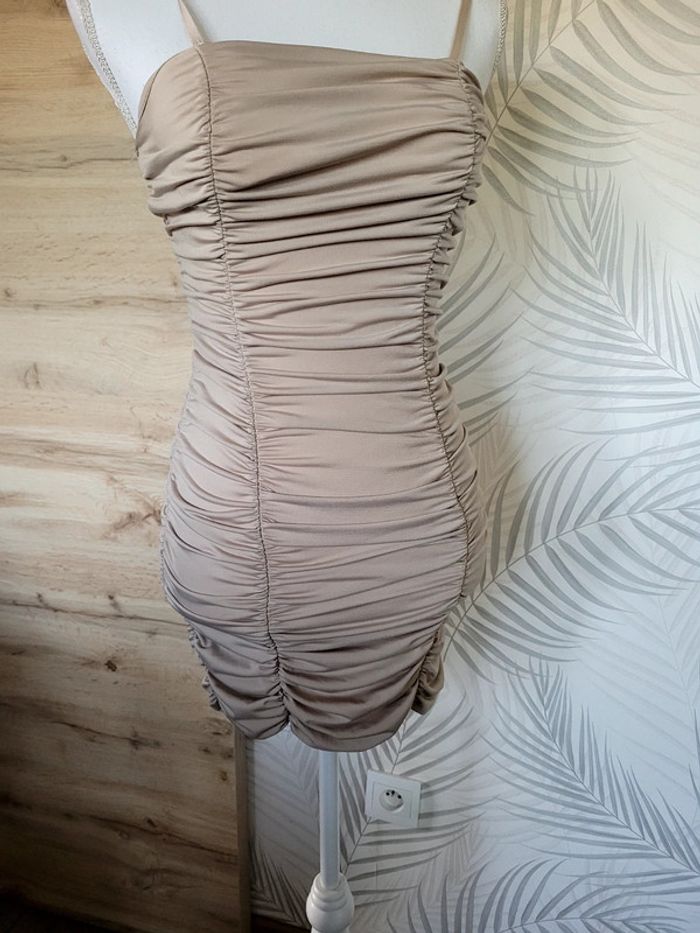 Robe moulante femme taille XS-S crème - photo numéro 3