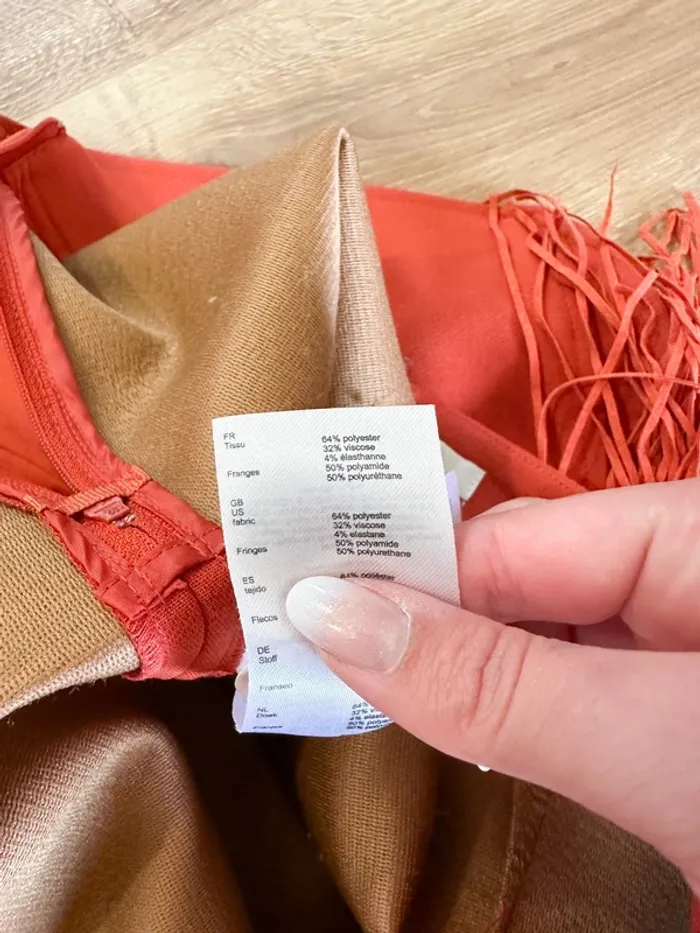 Mini jupe Maje orange à franges taille 38 - photo numéro 6