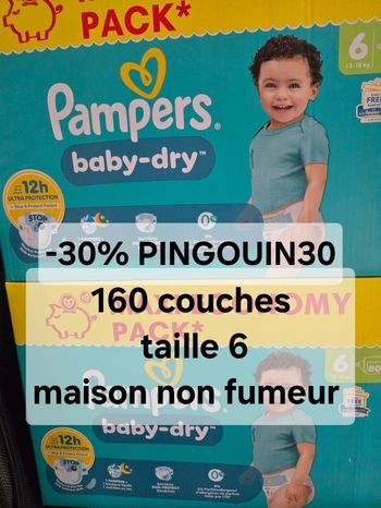 Lot de 2 maxi cartons pampers taille 6