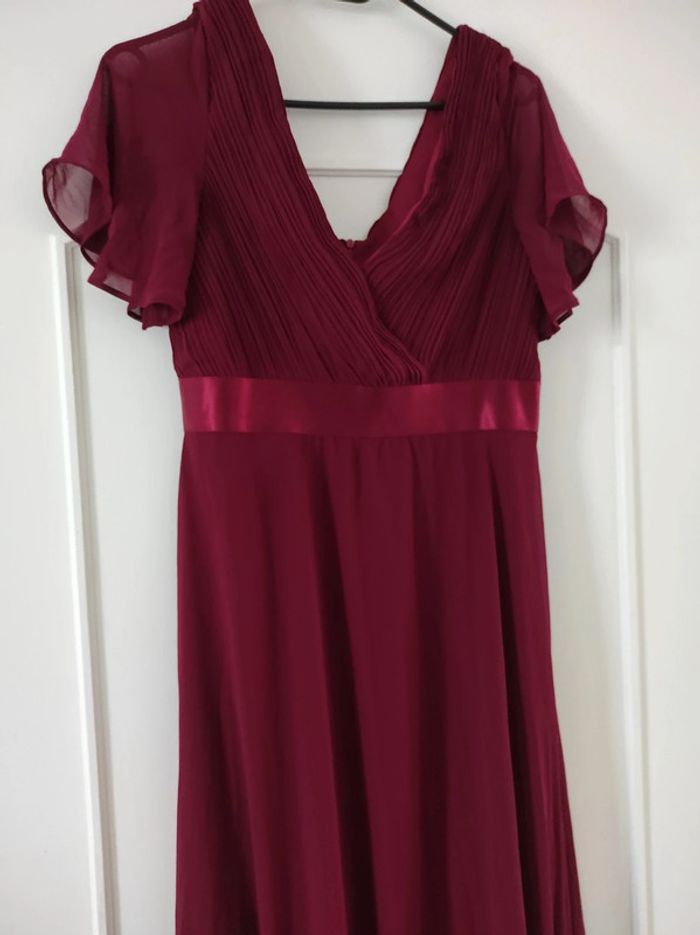 Robe de cérémonie en double V rouge bordeaux taille M - photo numéro 3