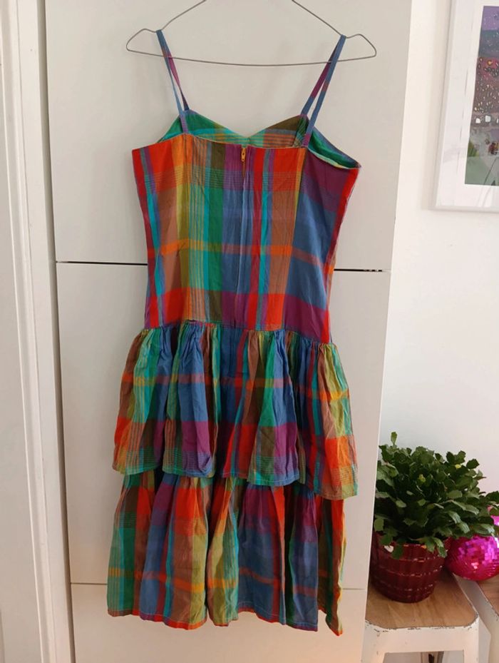 Robe vintage Multicolore coton carreaux madras - photo numéro 11