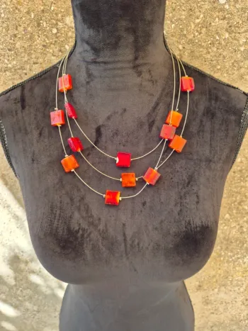 Collier Fantaisie Multirangs Orange
