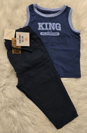 🥰😍💙Ensemble debardeur et pantalon fluide 36mois/3ans garçon 😍💙🥰
