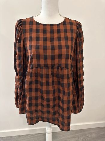 Blouse à carreaux marron et noire Primark T38 M