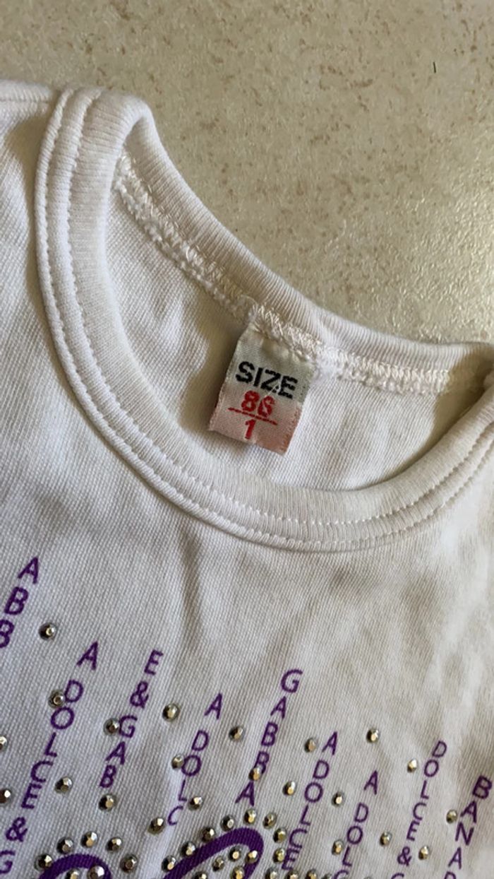 86 cm 18 mois - tee shirt blanc coton écrit dolce gabbana - photo numéro 3