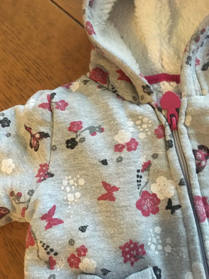 Gilet gris bébé doublé moumoute taille 3 mois - photo numéro 4