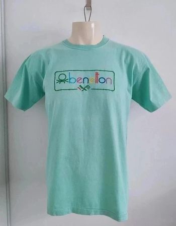 T-shirt d'été vintage logo brodé - Benetton - taille S/M