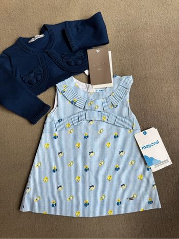 Robe rayée + boléro bleu marine Mayoral