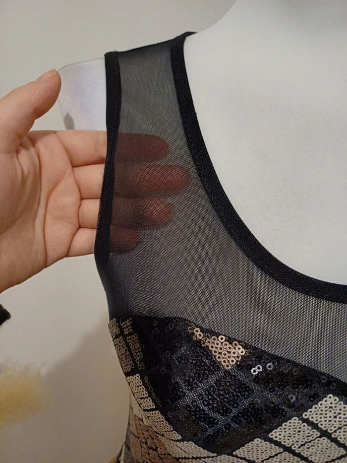 Débardeur transparent en sequins et resille Tout Feu Tout Femme taille S 36 - photo numéro 3