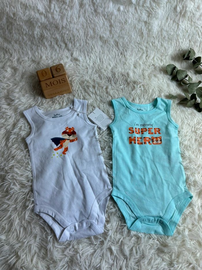 Lot de 2 bodies Fagottino taille 6-9 mois